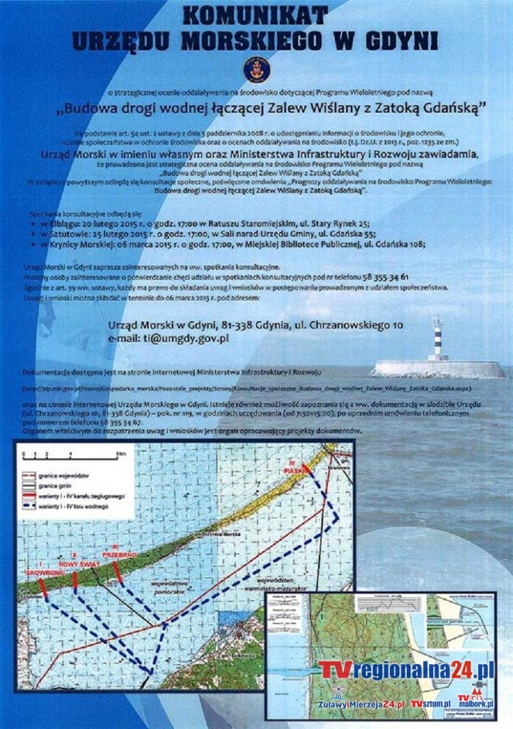KONSULTACJE SPOŁECZNE W SPRAWIE PRZEKOPU MIERZEI WIŚLANEJ - 12.02.2015