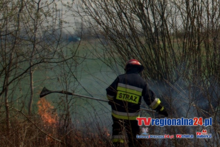 POŻAR SUCHEJ TRAWY W CHEŁMKU OSADZIE-12.04.2015