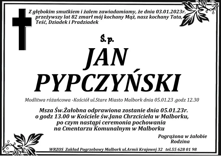 Zmarł Jan Pypczyński. Żył 82 lata.