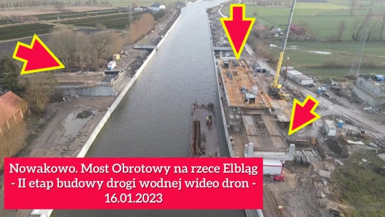 Most obrotowy w Nowakowie zobacz postęp prac. II etap drogi wodnej łączącej Zalew Wiślany z Zatoką Gdańską 16.01.2023 [wideo, zdjęcia]
