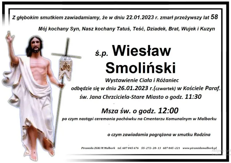 Zmarł Wiesław Smoliński. Miał 58 lat.