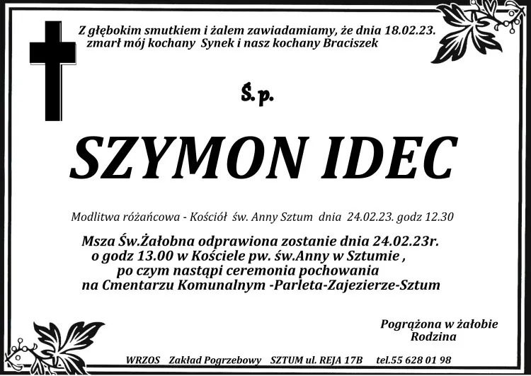 Zmarł Szymon Idec.