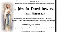 Zmarła Józefa Dawidowicz. Miała 84 lata.