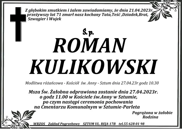 Zmarł Roman Kulikowski. Miał 71 lat.