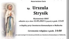 Zmarła Urszula Strysik. Miała 76 lat.