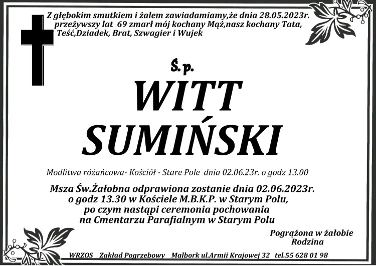Zmarł Witt Sumiński. Żył 69 lat.