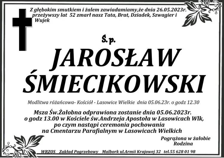 Zmarł Jarosław Śmiecikowski. Miał 52 lata.