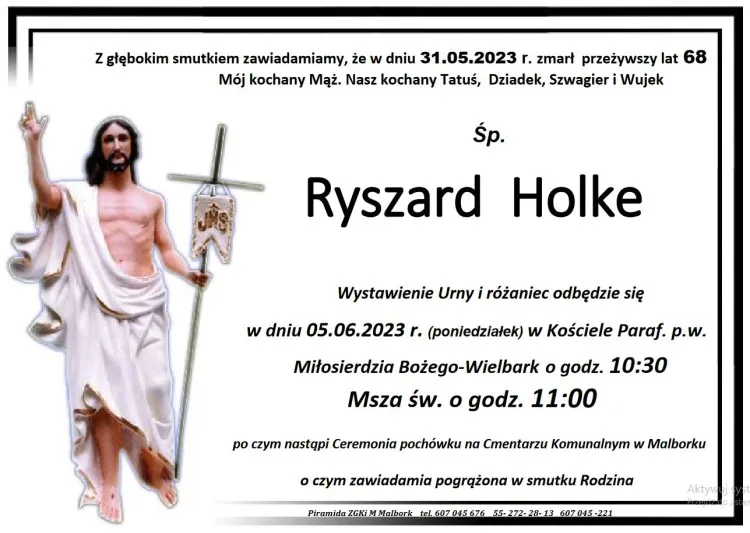 Zmarł Ryszard Holke. Żył 68 lat.