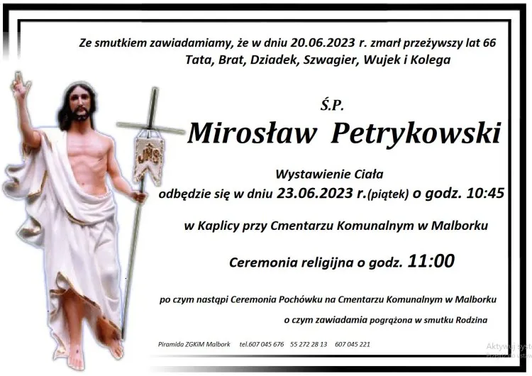 Zmarł Mirosław Petrykowski. Żył 66 lat.