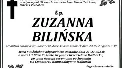 Zmarła Zuzanna Bilińska. Miała 91 lat.