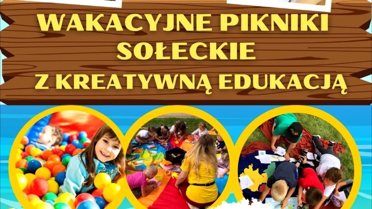 Gmina Miłoradz. W weekend wakacyjne pikniki z kreatywną edukacją. Szczegóły na plakacie.