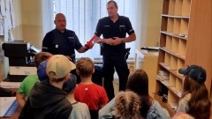 Powiat sztumski. Policjantów ze Starego Targu odwiedzili uczestnicy półkolonii.