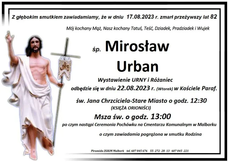 Zmarł Mirosław Urban. Miał 82 lata.