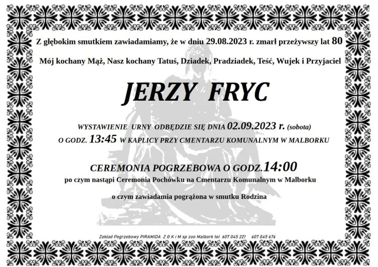 W wieku 80 lat odszedł Jerzy Fryc.