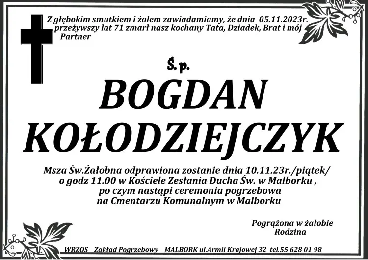 Odszedł Bogdan Kołodziejczyk. Żył 71 lat.