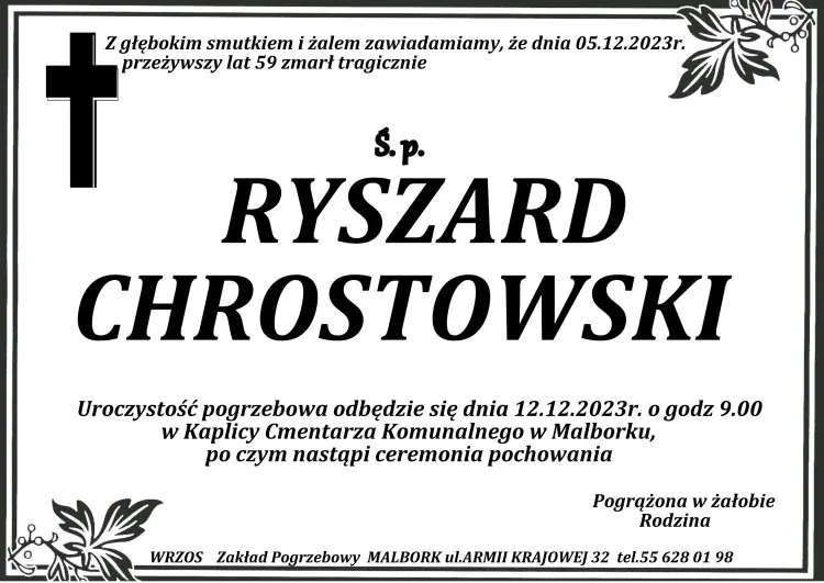 Odszedł Ryszard Chrostowski. Żył 59 lat.