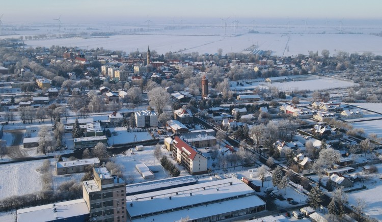 Zimowy Nowy Staw z lotu ptaka - grudzień 2023
