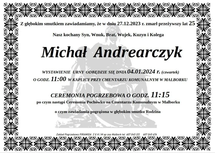 Odszedł Michał Andrearczyk. Miał 25 lat.