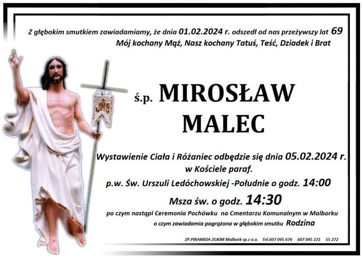 Odszedł Mirosław Malec. Żył 69 lat.
