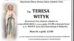 Zmarła Teresa Wityk. Miała 78 lat.