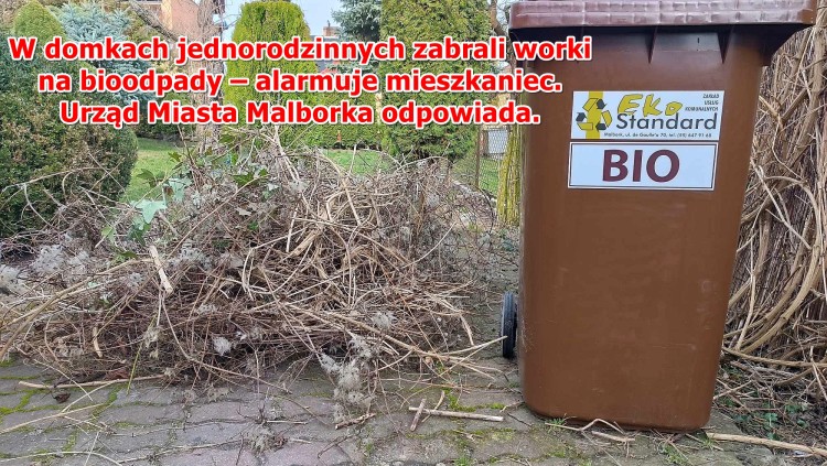 W domkach jednorodzinnych zabrali worki na bioodpady – alarmuje mieszkaniec. Urząd Miasta Malborka odpowiada.