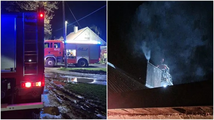 Nowy Dwór Gdański. Nocna akcja strażaków - pożar sadzy w kominie.