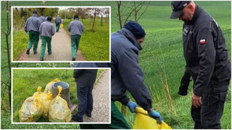Dzień Ziemi. Skazani z Zakładu Karnego w Sztumie porządkowali teren wokół jeziora.