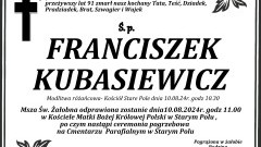 Zmarł Franciszek Kubasiewicz. Żył 91 lat.