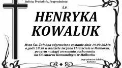 Odeszła Henryka Kowaluk. Żyła 90 lat.