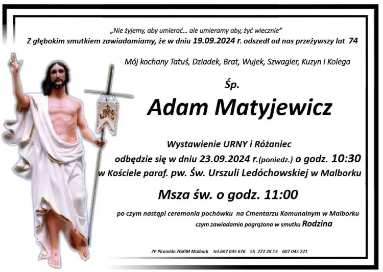 Zmarł Adam Matyjewicz. Miał 74 lata.