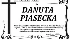 Zmarła Danuta Piasecka. Miała 91 lat.