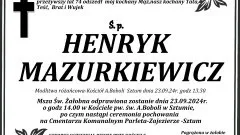 Zmarł Henryk Mazurkiewicz. Miał 74 lata.