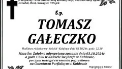 Zmarł Tomasz Gałeczko. Żył 72 lata.