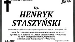 Zmarł Henryk Staszyński. Miał 73 lata.