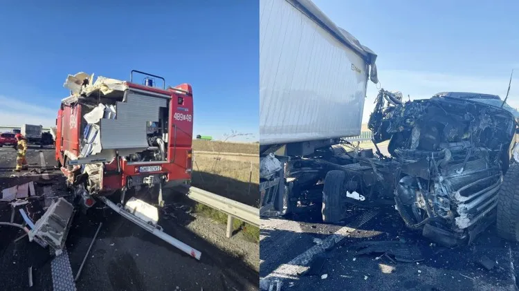 S7. Ciężarówka uderzyła w pojazd OSP Nowy Staw. Strażak trafił do&#8230;