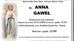 Zmarła Anna Gaweł. Miała 78 lat.