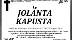 Zmarła Jolanta Kapusta. Miała 75 lat.