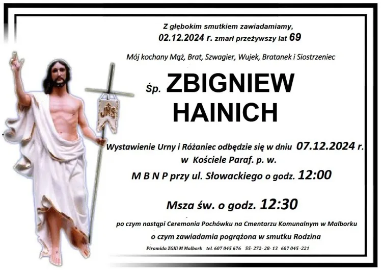 Zmarł Zbigniew Hainich. Żył 69 lat.