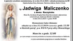 Zmarła Jadwiga Maliczenko. Żyła 69 lat.