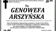 Zmarła Genowefa Arszyńska. Żyła 93 lata.