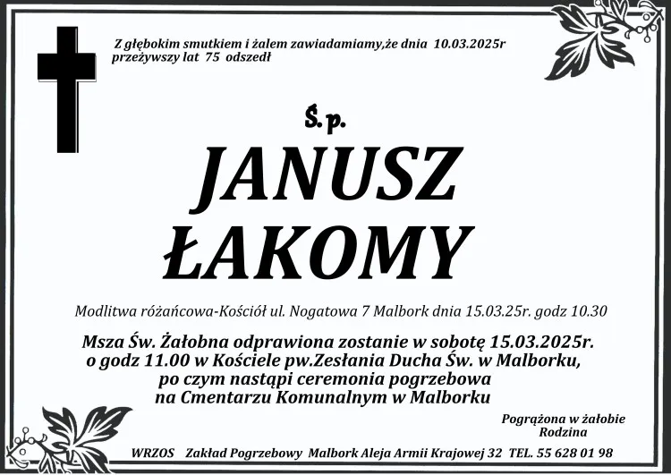 Zmarł Janusz Łakomy. Miał 75 lat.