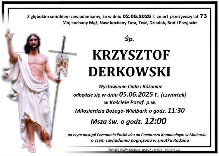 Zmarł Krzysztof Derkowski. Miał 73 lata.