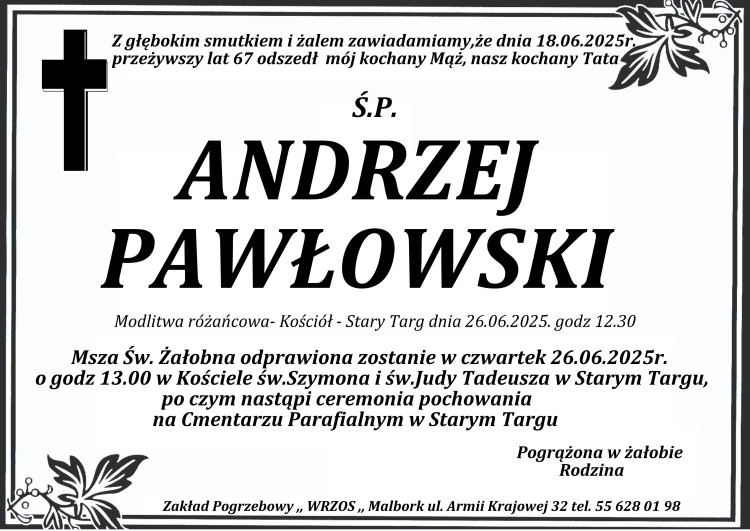 Zmarł Andrzej Pawłowski. Miał 67 lat.