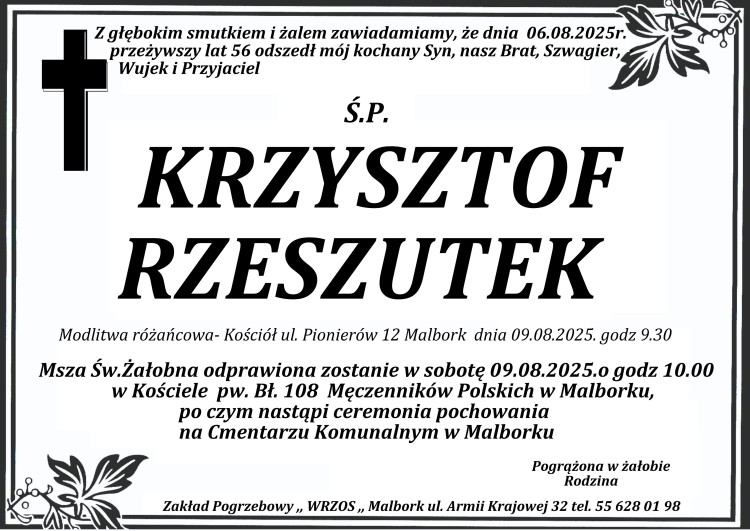 Zmarł Krzysztof Rzeszutek. Miał 56 lat.