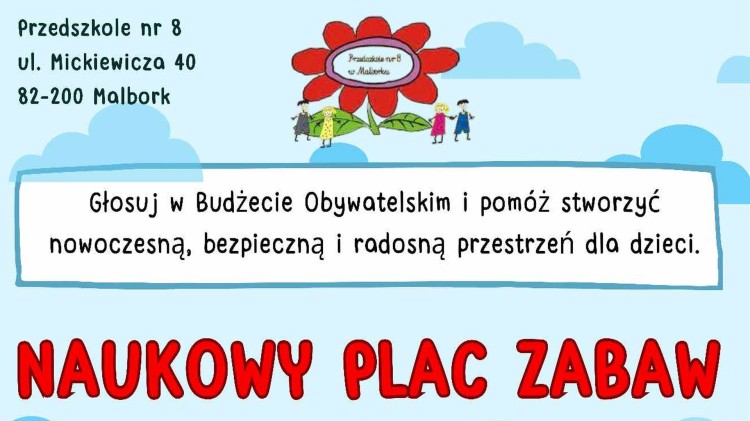 Głosuj na naukowy plac zabaw przy Przedszkolu nr 8 w Malborku!