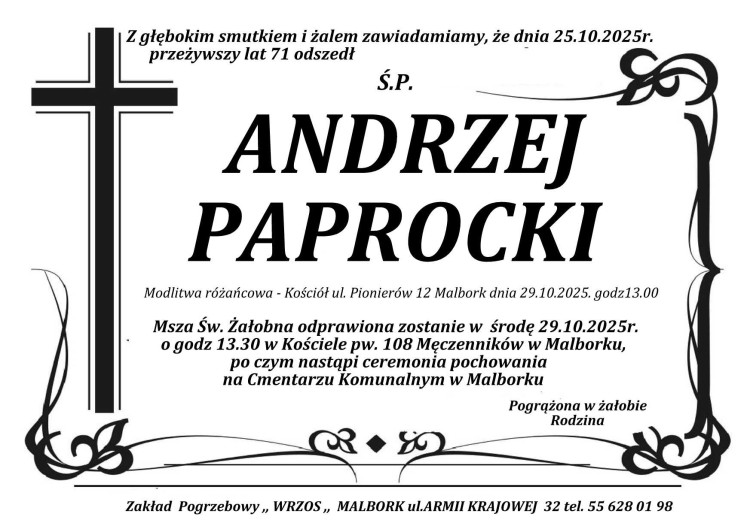 Zmarł Andrzej Paprocki. Miał 71 lat.