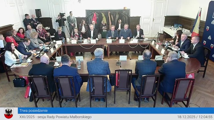 XXI sesja Rady Powiatu Malborskiego. Oglądaj na żywo.