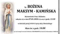 Zmarła Bożena Maksym - Kamińska.