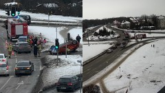 Zderzenie dwóch samochodów na skrzyżowaniu w Malborku. Zobacz wideo