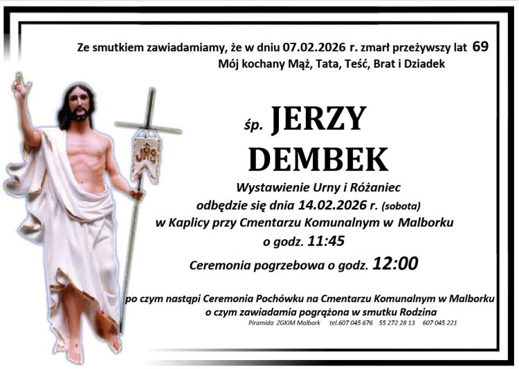 Zmarł Jerzy Dembek. Miał 69 lat.